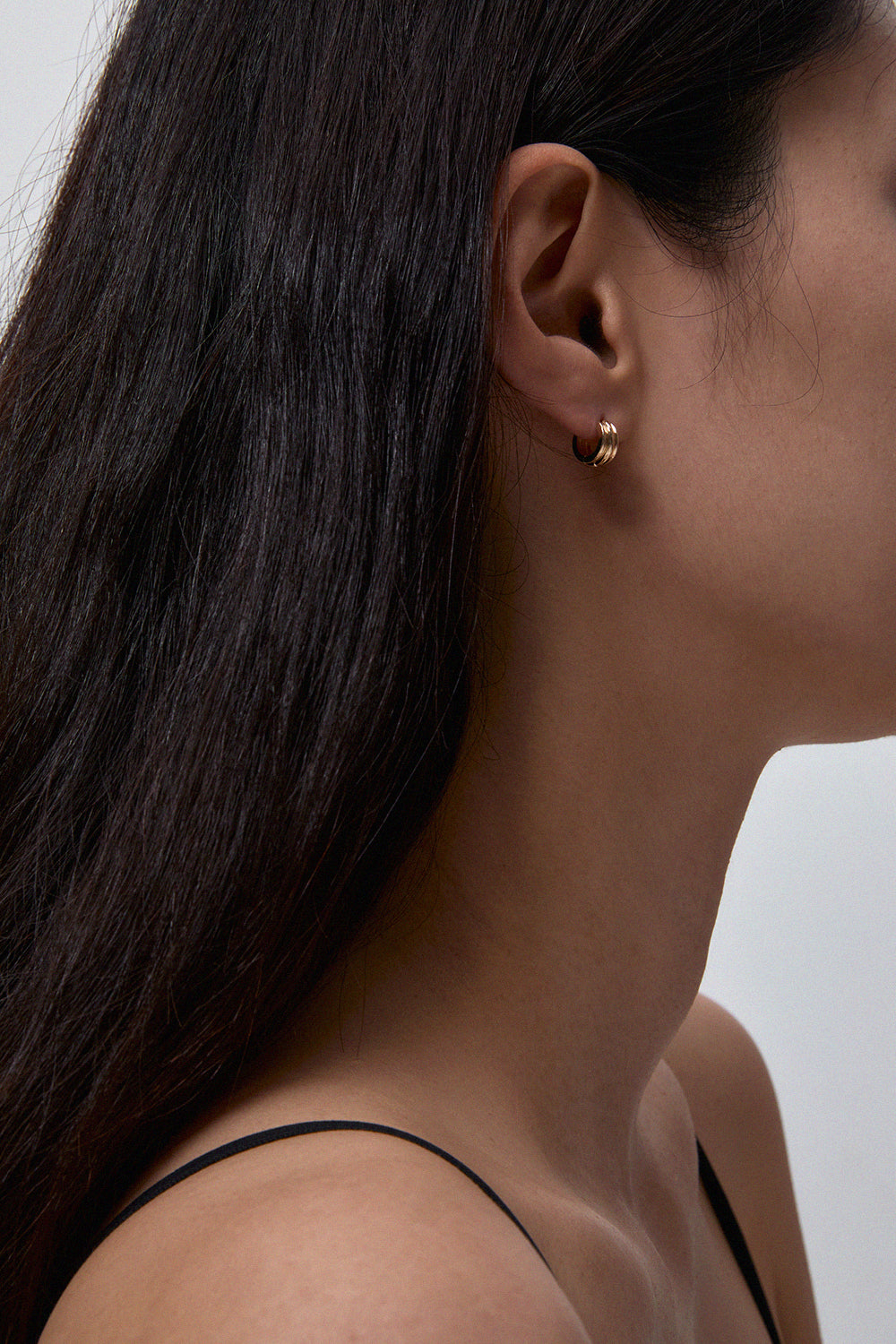 10K GOLD PETITE ROUNDED POTTERY VESSEL ONE-TOUCH EARRINGS