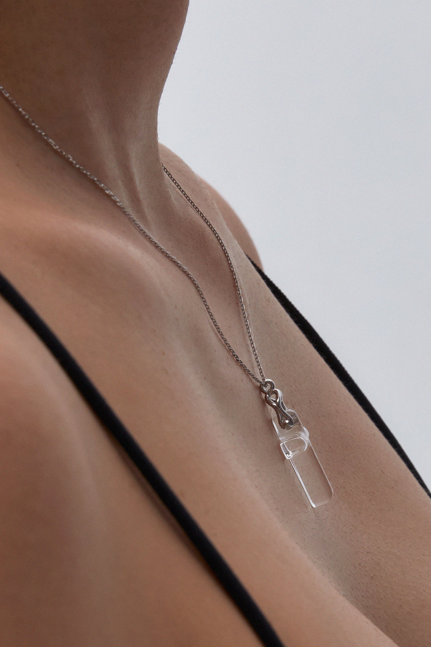 10K WHITE GOLD BLESSED CLEAR QUARTZ PENDANT