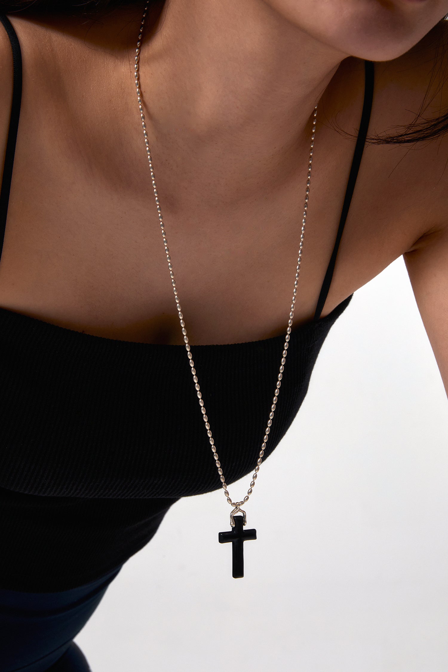 SILVER BLESSED OPAQUE BLACK ONYX PENDANT