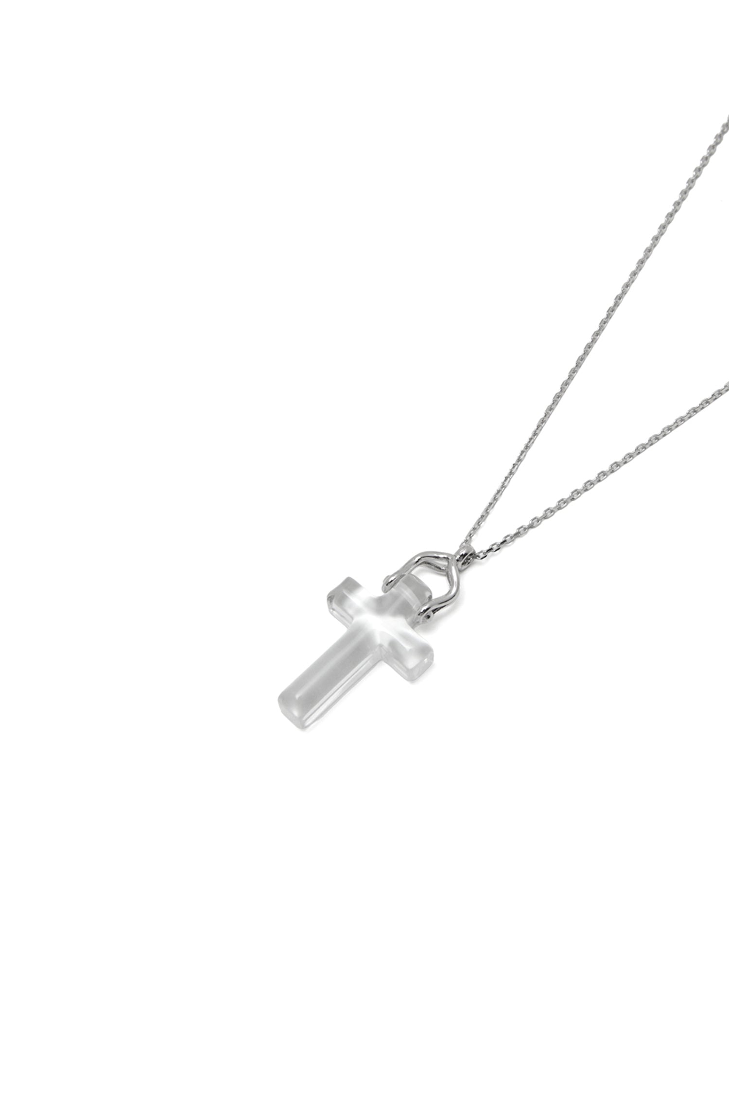 10K WHITE GOLD BLESSED CLEAR QUARTZ PENDANT