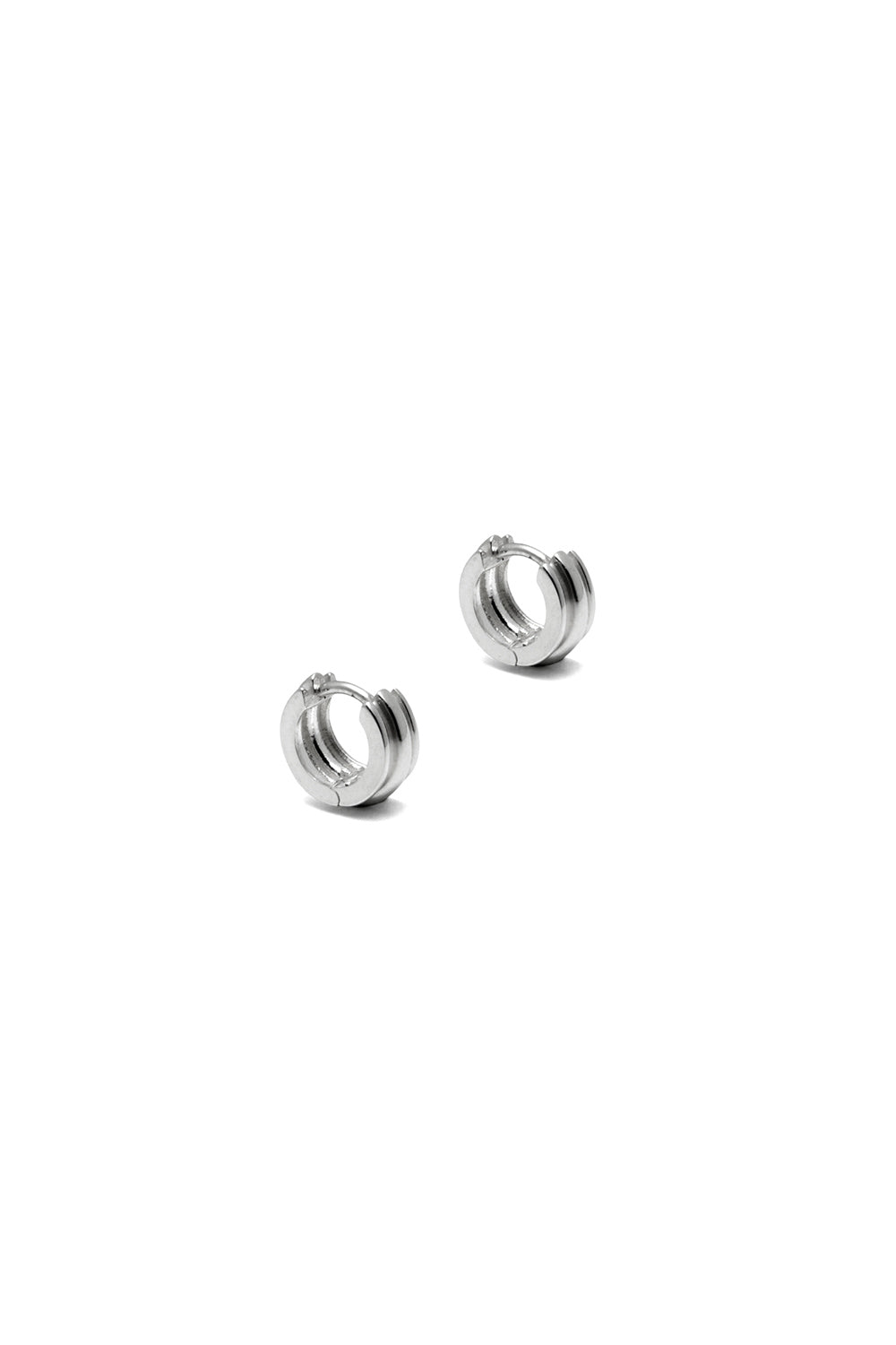 10K WHITE GOLD PETITE ROUNDED POTTERY VESSEL ONE-TOUCH EARRINGS