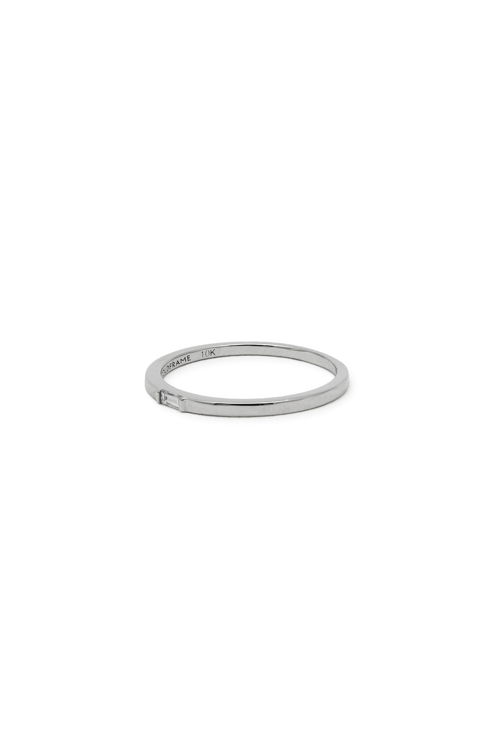 10K SLIM BODY BAGUETTE DIAMOND WHITE GOLD RING