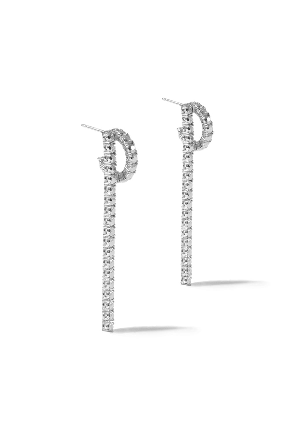 SILVER DIAMOND TENNIS DROP EARRINGS