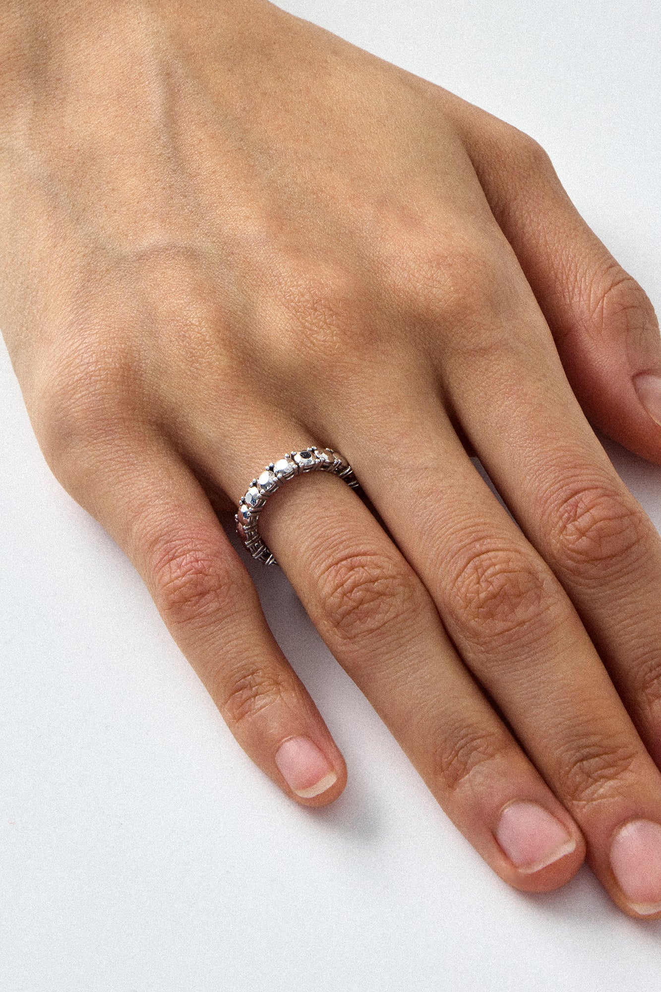 SILVER DIAMOND TENNIS RING