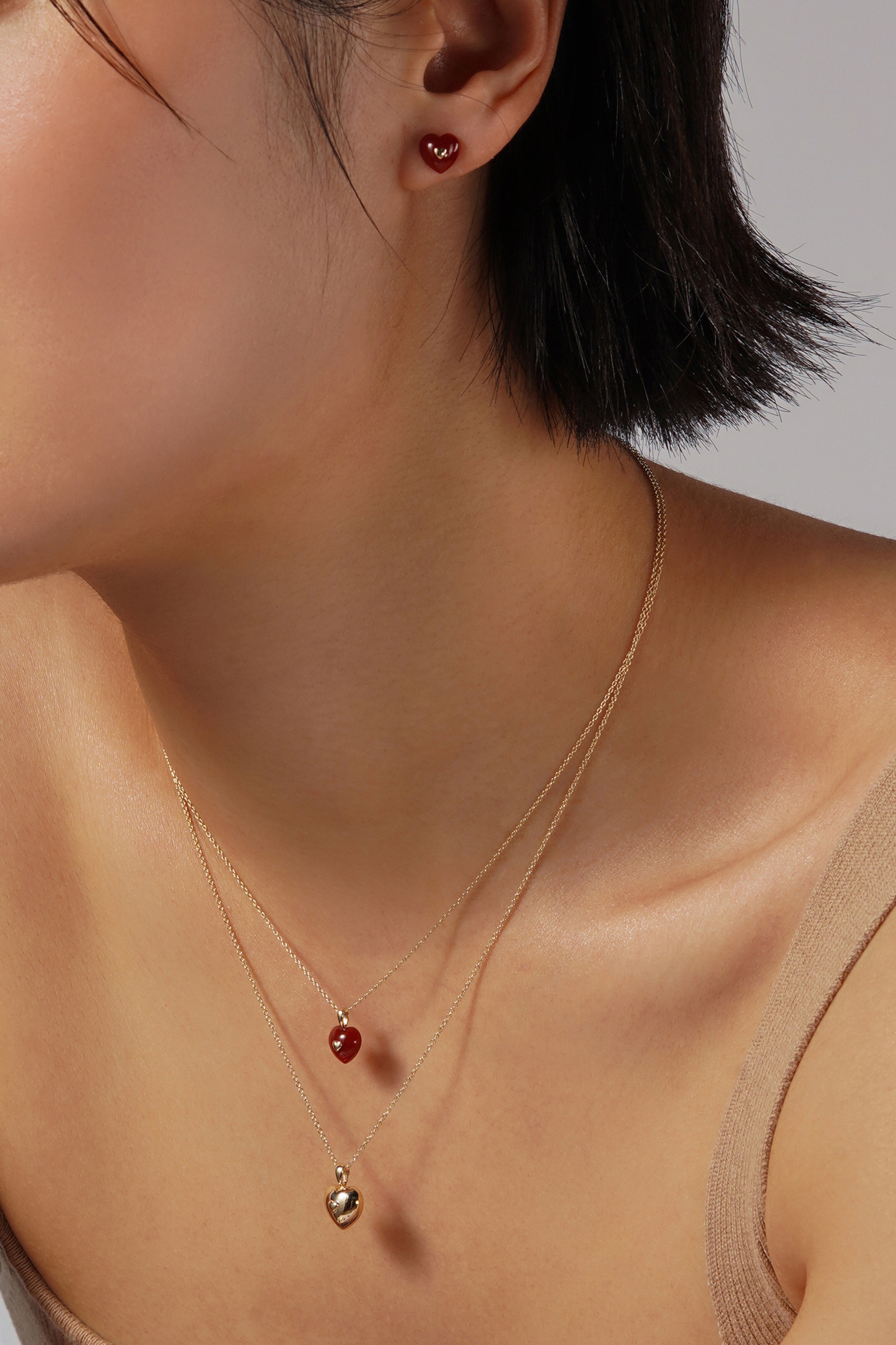 VERY VINTAGE TINY RED HEART EARRINGS