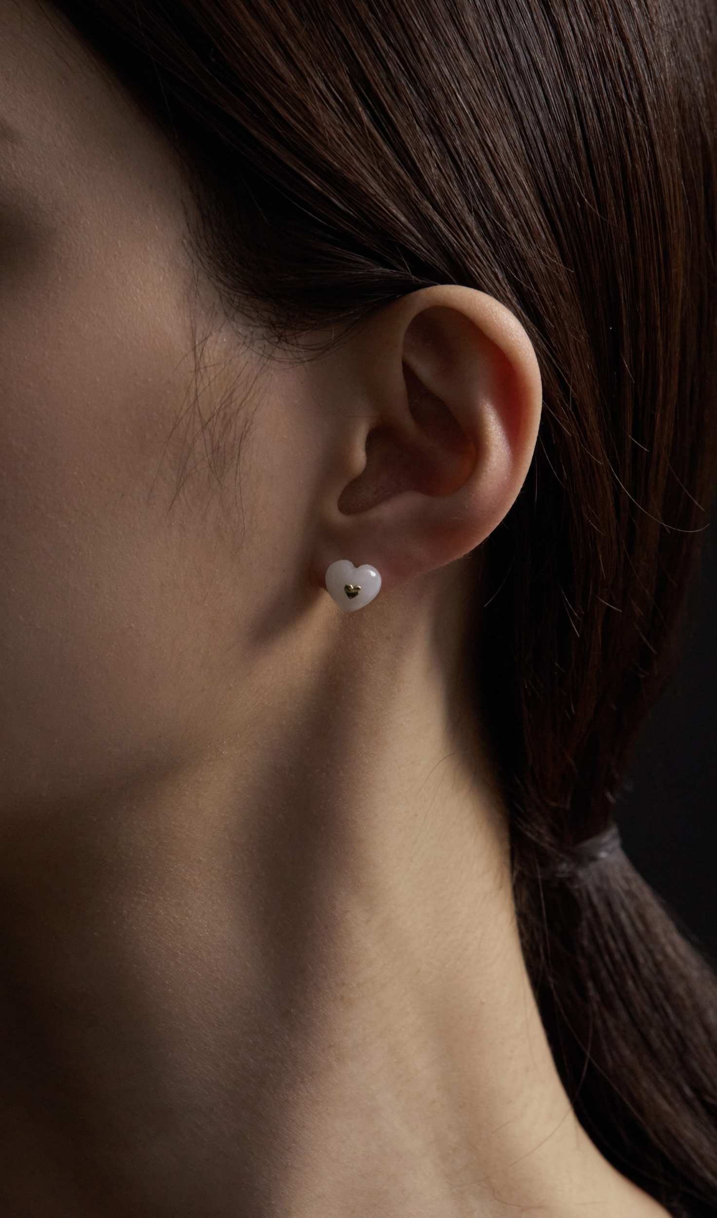 VERY VINTAGE WHITE QUARTZ HEART EARRINGS - COLDFRAME