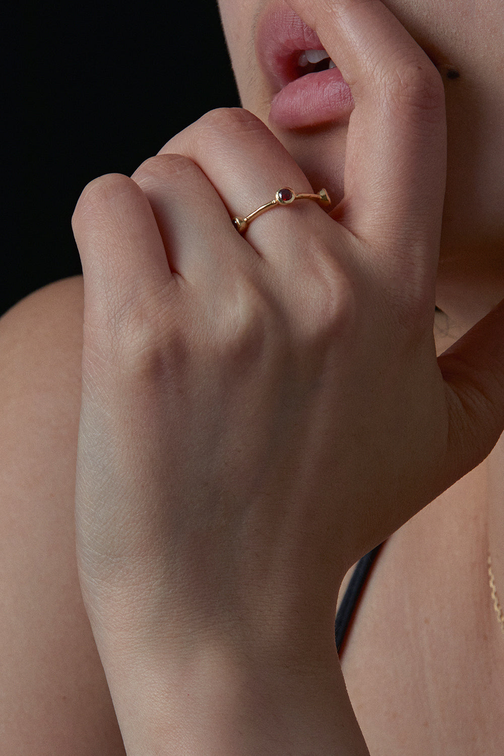 RENAISSANCE CROWN FIVE RED SAPPHIRE RING