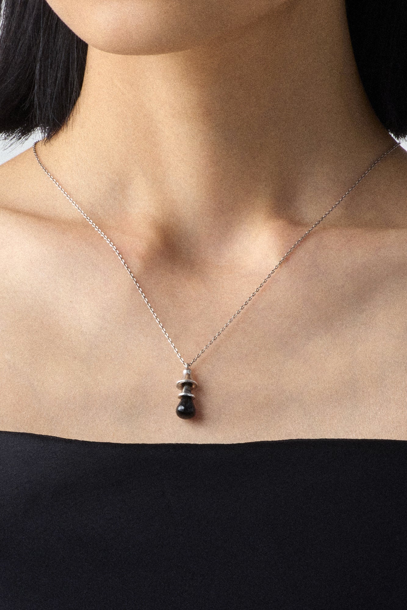 BLACK BELL SILVER NECKLACE