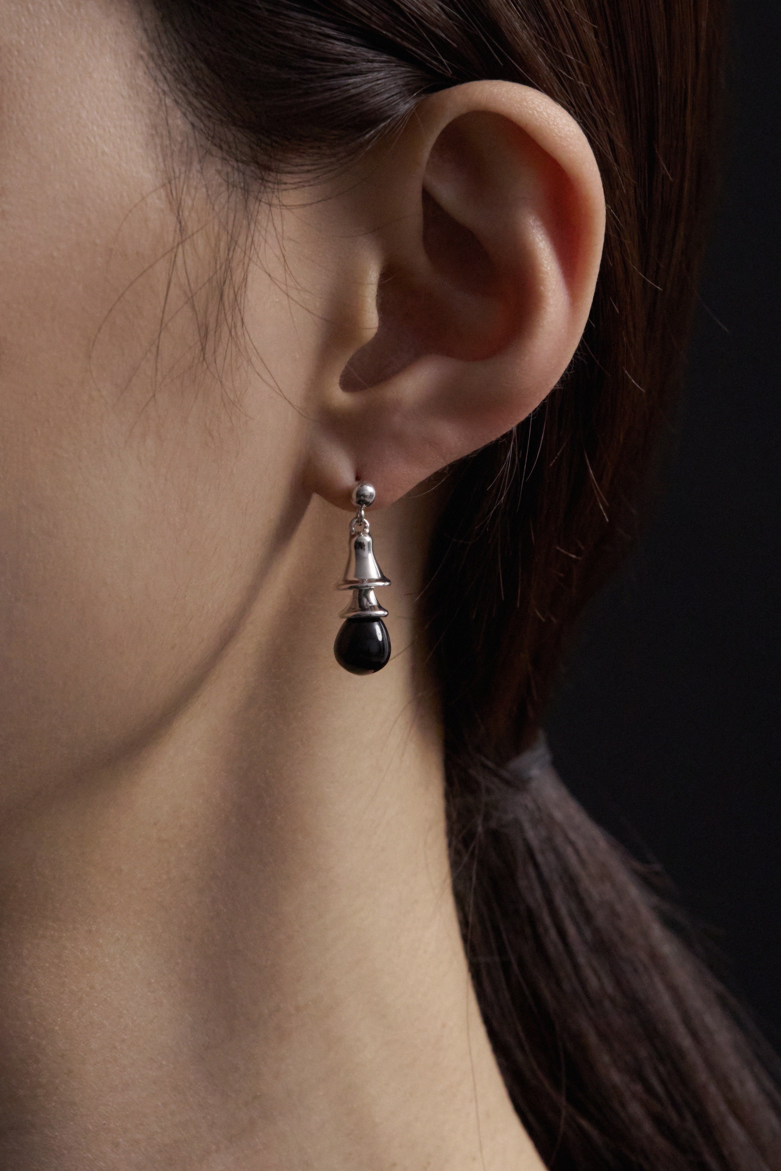BLACK BELL SILVER EARRINGS - COLDFRAME